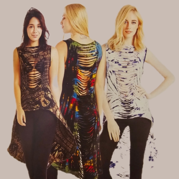 Kathmandu Tie Dye Multi Shark Bite Layering Hi Lo Top/ Dress OS NWT - Picture 6 of 6